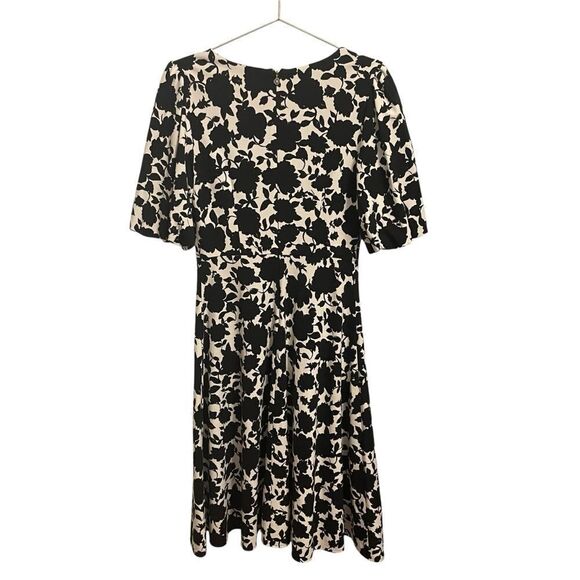 Kate Spade Bicolor Floral Ponte Dress Black White Fit & Flare Size MED - Picture 6 of 9
